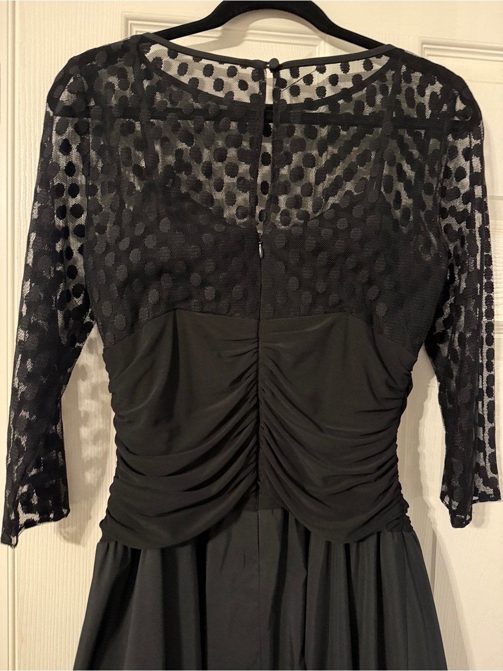 Jessica Howard Black Polka-Dot Mesh Midi Dress 3/4 sleeve vintage look timeless - Picture 5 of 8